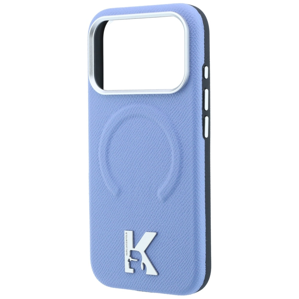 Dėklas Karl Lagerfeld Grained Embossed Ring & Kameo Logo MagSafe, skirtas iPhone 18 Pro / 17 Pro - šviesiai mėlynas --...