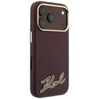 Karl Lagerfeld Grained with Resin Signature Logo MagSafe dėklas iPhone 18 Pro / 17 Pro - Burgundo -- iPhone 18 Pro /...