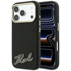 Karl Lagerfeld Grained with Resin Signature Logo MagSafe dėklas iPhone 18 Pro / 17 Pro - Juoda -- iPhone 18 Pro / iPhone...