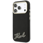 Karl Lagerfeld Grained with Resin Signature Logo MagSafe dėklas iPhone 18 Pro / 17 Pro - Juoda -- iPhone 18 Pro / iPhone...
