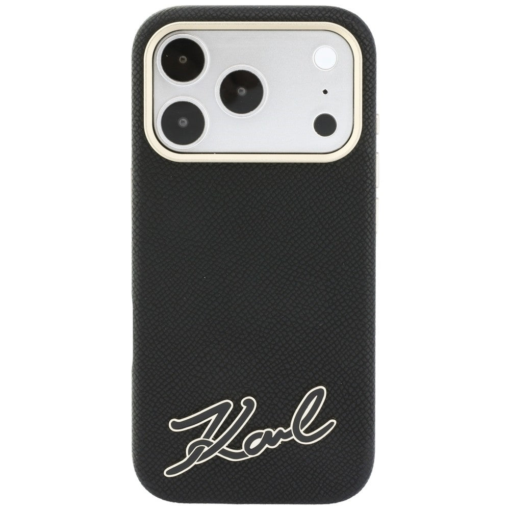 Karl Lagerfeld Grained with Resin Signature Logo MagSafe dėklas iPhone 18 Pro / 17 Pro - Juoda -- iPhone 18 Pro / iPhone...