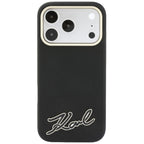 Karl Lagerfeld Grained with Resin Signature Logo MagSafe dėklas iPhone 18 Pro / 17 Pro - Juoda -- iPhone 18 Pro / iPhone...