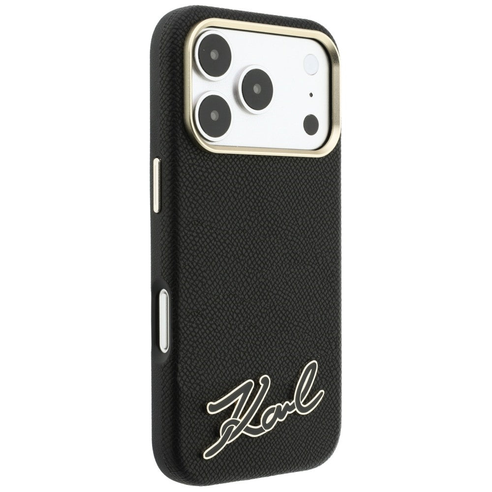 Karl Lagerfeld Grained with Resin Signature Logo MagSafe dėklas iPhone 18 Pro / 17 Pro - Juoda -- iPhone 18 Pro / iPhone...
