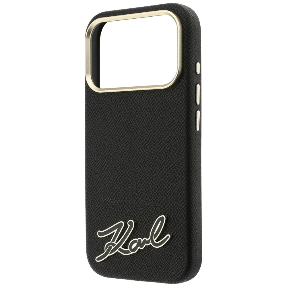 Karl Lagerfeld Grained with Resin Signature Logo MagSafe dėklas iPhone 18 Pro / 17 Pro - Juoda -- iPhone 18 Pro / iPhone...