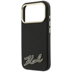 Karl Lagerfeld Grained with Resin Signature Logo MagSafe dėklas iPhone 18 Pro / 17 Pro - Juoda -- iPhone 18 Pro / iPhone...