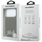Karl Lagerfeld Grained with Resin Signature Logo MagSafe dėklas iPhone 18 Pro / 17 Pro - Juoda -- iPhone 18 Pro / iPhone...
