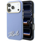 Karl Lagerfeld Grained with Resin Signature Logo MagSafe dėklas iPhone 18 Pro / 17 Pro - Šviesiai mėlyna -- iPhone 18 Pro...