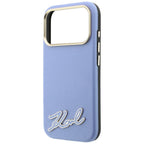 Karl Lagerfeld Grained with Resin Signature Logo MagSafe dėklas iPhone 18 Pro / 17 Pro - Šviesiai mėlyna -- iPhone 18 Pro...
