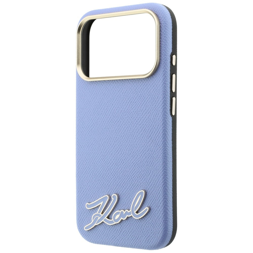 Karl Lagerfeld Grained with Resin Signature Logo MagSafe dėklas iPhone 18 Pro / 17 Pro - Šviesiai mėlyna -- iPhone 18 Pro...