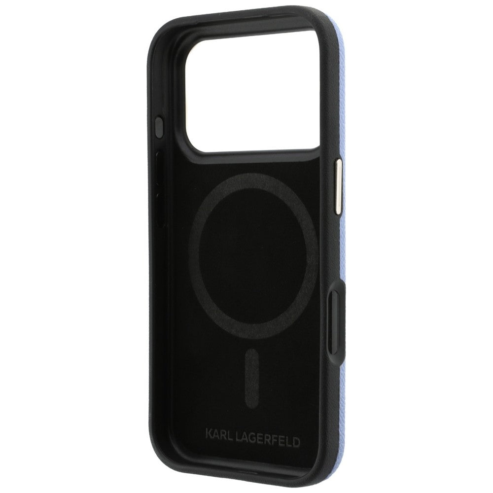 Karl Lagerfeld Grained with Resin Signature Logo MagSafe dėklas iPhone 18 Pro / 17 Pro - Šviesiai mėlyna -- iPhone 18 Pro...