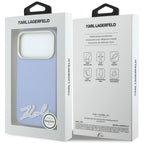 Karl Lagerfeld Grained with Resin Signature Logo MagSafe dėklas iPhone 18 Pro / 17 Pro - Šviesiai mėlyna -- iPhone 18 Pro...