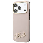Karl Lagerfeld Grained with Resin Signature Logo MagSafe dėklas iPhone 18 Pro / 17 Pro - Rožinė -- iPhone 18 Pro / iPhone...
