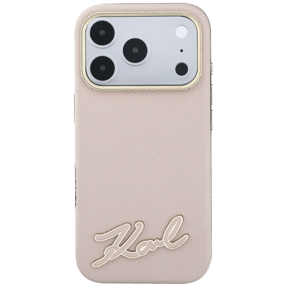 Karl Lagerfeld Grained with Resin Signature Logo MagSafe dėklas iPhone 18 Pro / 17 Pro - Rožinė -- iPhone 18 Pro / iPhone...