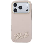 Karl Lagerfeld Grained with Resin Signature Logo MagSafe dėklas iPhone 18 Pro / 17 Pro - Rožinė -- iPhone 18 Pro / iPhone...