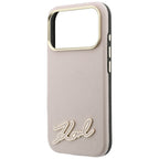 Karl Lagerfeld Grained with Resin Signature Logo MagSafe dėklas iPhone 18 Pro / 17 Pro - Rožinė -- iPhone 18 Pro / iPhone...