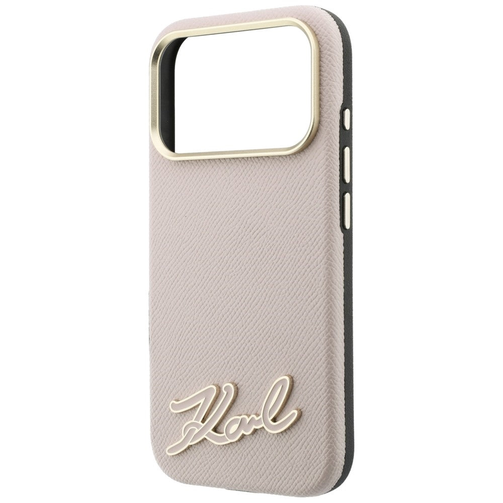 Karl Lagerfeld Grained with Resin Signature Logo MagSafe dėklas iPhone 18 Pro / 17 Pro - Rožinė -- iPhone 18 Pro / iPhone...