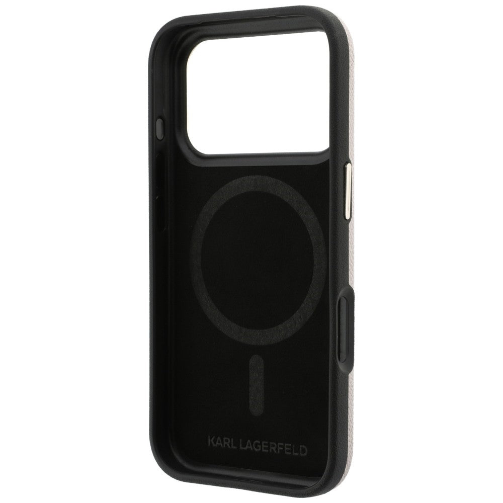 Karl Lagerfeld Grained with Resin Signature Logo MagSafe dėklas iPhone 18 Pro / 17 Pro - Rožinė -- iPhone 18 Pro / iPhone...