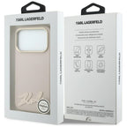 Karl Lagerfeld Grained with Resin Signature Logo MagSafe dėklas iPhone 18 Pro / 17 Pro - Rožinė -- iPhone 18 Pro / iPhone...