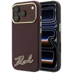 Karl Lagerfeld Grained with Resin Signature Logo MagSafe dėklas iPhone 18 Pro Max / 17 Pro Max - bordo -- iPhone 18 Pro...