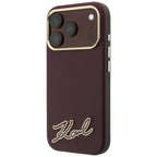 Karl Lagerfeld Grained with Resin Signature Logo MagSafe dėklas iPhone 18 Pro Max / 17 Pro Max - bordo -- iPhone 18 Pro...