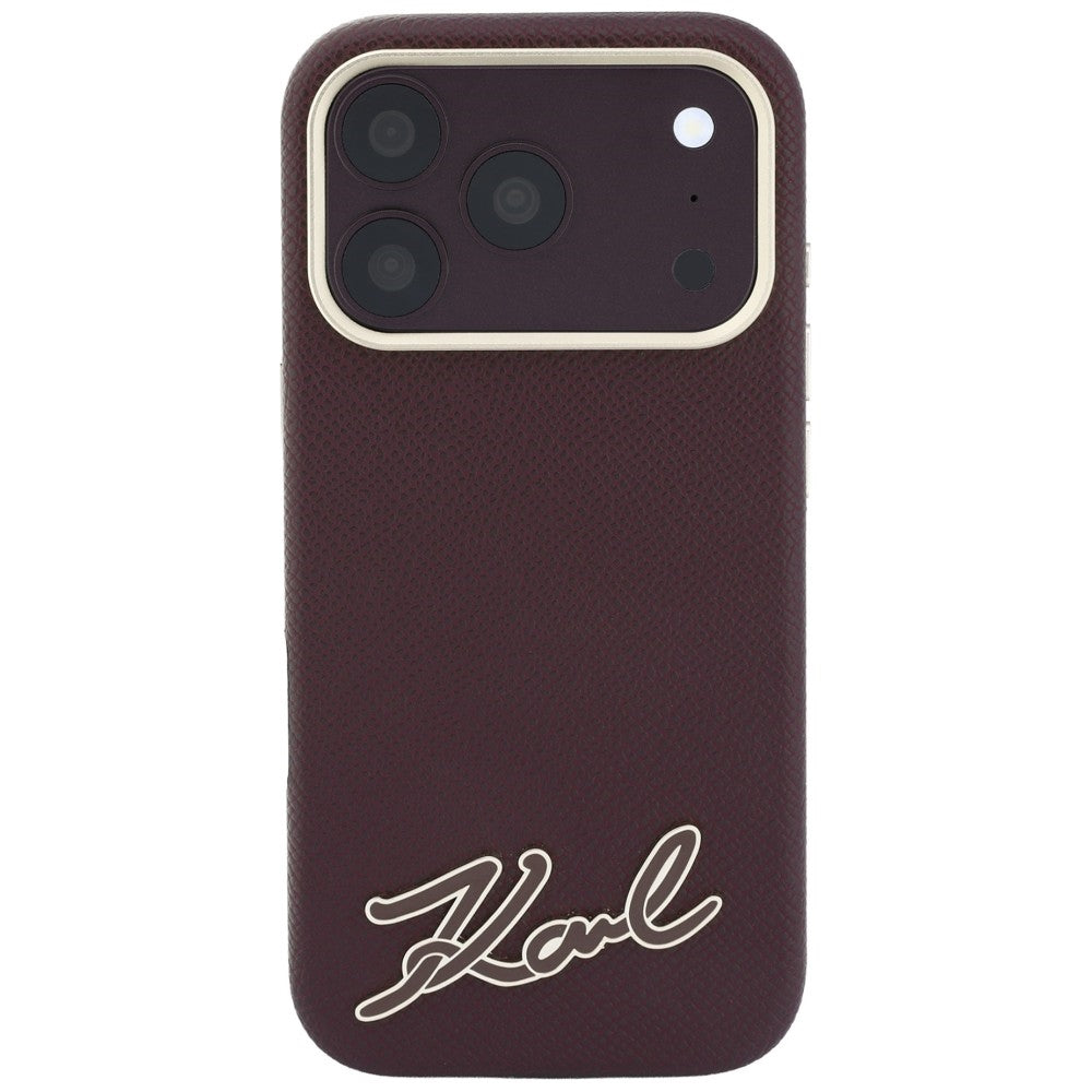 Karl Lagerfeld Grained with Resin Signature Logo MagSafe dėklas iPhone 18 Pro Max / 17 Pro Max - bordo -- iPhone 18 Pro...