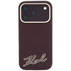 Karl Lagerfeld Grained with Resin Signature Logo MagSafe dėklas iPhone 18 Pro Max / 17 Pro Max - bordo -- iPhone 18 Pro...