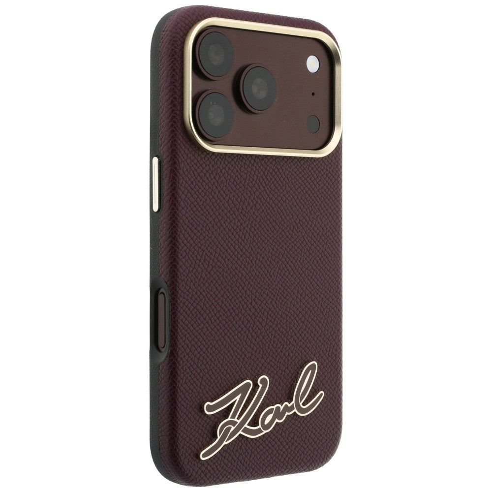 Karl Lagerfeld Grained with Resin Signature Logo MagSafe dėklas iPhone 18 Pro Max / 17 Pro Max - bordo -- iPhone 18 Pro...