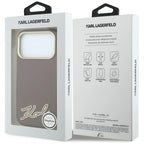 Karl Lagerfeld Grained with Resin Signature Logo MagSafe dėklas iPhone 18 Pro Max / 17 Pro Max - bordo -- iPhone 18 Pro...