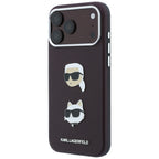 Karl Lagerfeld Saffiano su Karl & Choupette galvų kaištukais ir logotipu dėklas iPhone 18 Pro / 17 Pro - bordo -- iPhone...