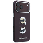 Karl Lagerfeld Saffiano su Karl & Choupette galvų kaištukais ir logotipu dėklas iPhone 18 Pro / 17 Pro - bordo -- iPhone...