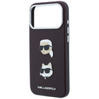Karl Lagerfeld Saffiano su Karl & Choupette galvų kaištukais ir logotipu dėklas iPhone 18 Pro / 17 Pro - bordo -- iPhone...