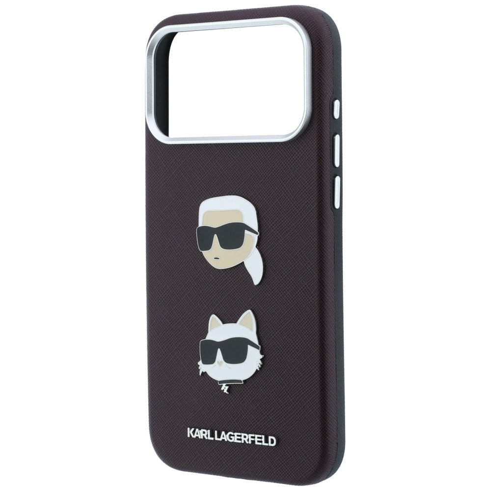 Karl Lagerfeld Saffiano su Karl & Choupette galvų kaištukais ir logotipu dėklas iPhone 18 Pro / 17 Pro - bordo -- iPhone...