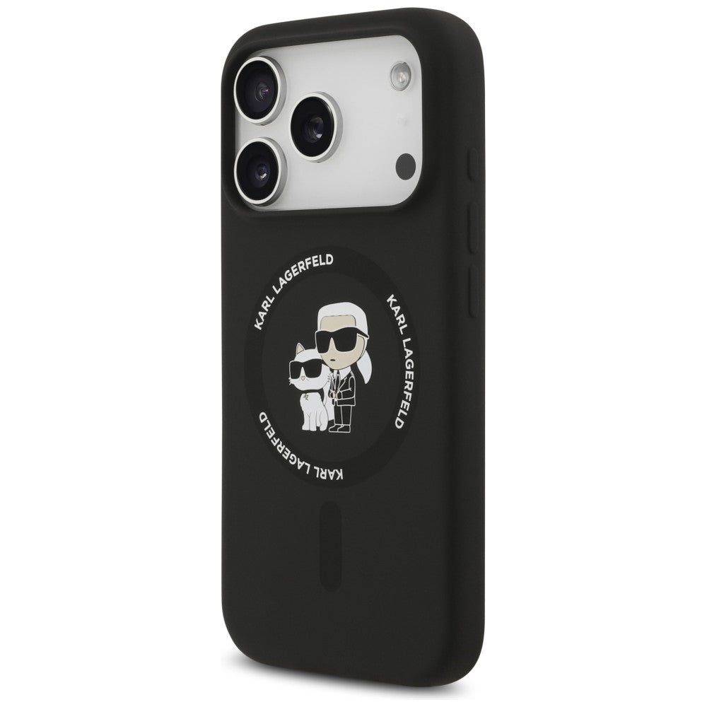 Karl Lagerfeld Silicone Karl&Choupette Ring MagSafe dėklas iPhone 18 Pro Max / iPhone 17 Pro Max - juodas -- iPhone 18...