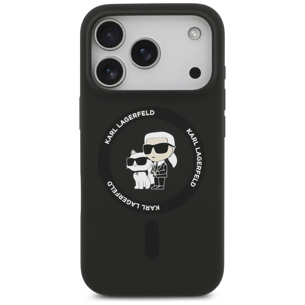 Karl Lagerfeld Silicone Karl&Choupette Ring MagSafe dėklas iPhone 18 Pro Max / iPhone 17 Pro Max - juodas -- iPhone 18...