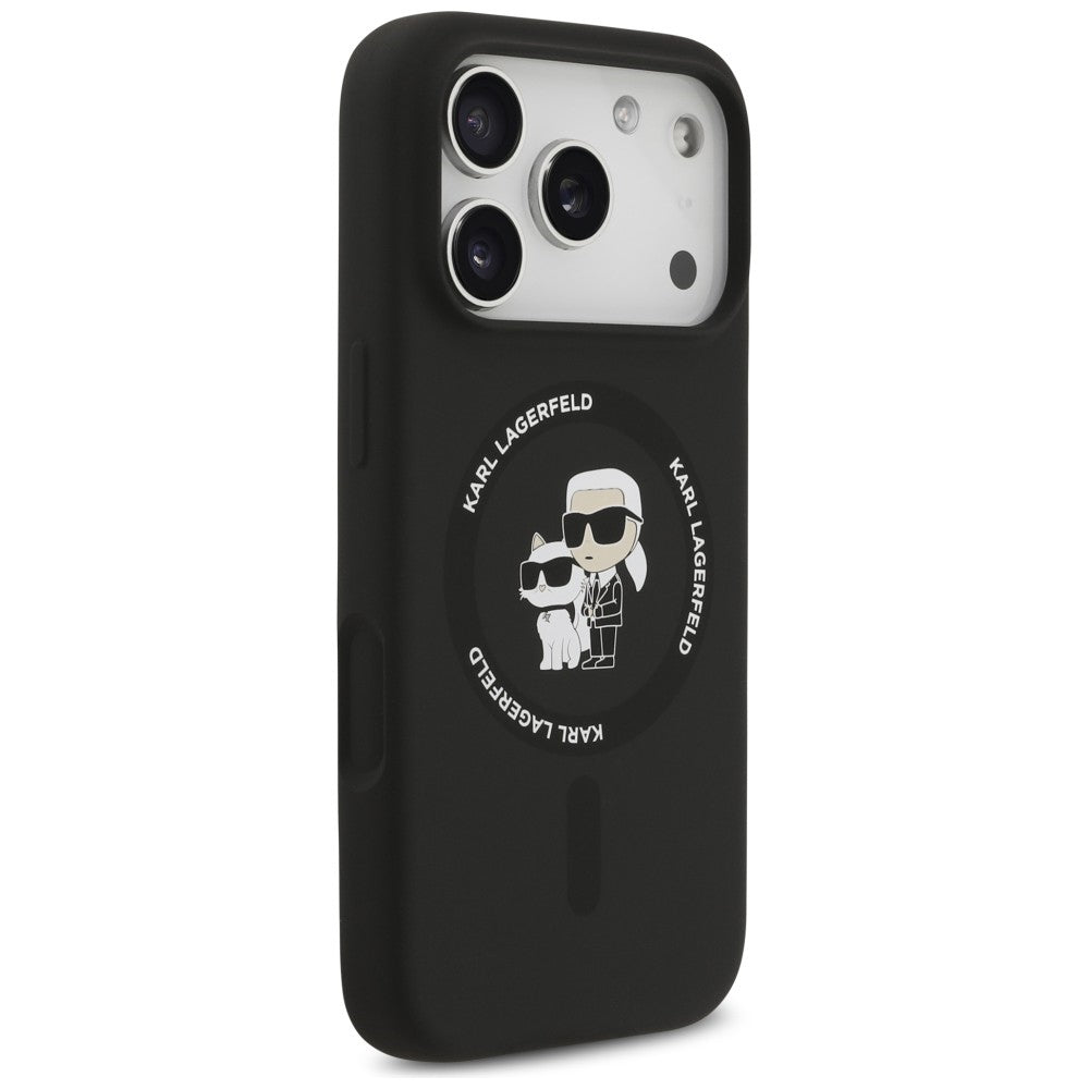 Karl Lagerfeld Silicone Karl&Choupette Ring MagSafe dėklas iPhone 18 Pro Max / iPhone 17 Pro Max - juodas -- iPhone 18...