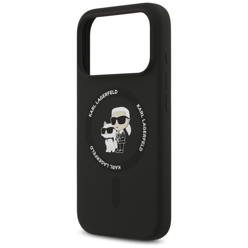 Karl Lagerfeld Silicone Karl&Choupette Ring MagSafe dėklas iPhone 18 Pro Max / iPhone 17 Pro Max - juodas -- iPhone 18...