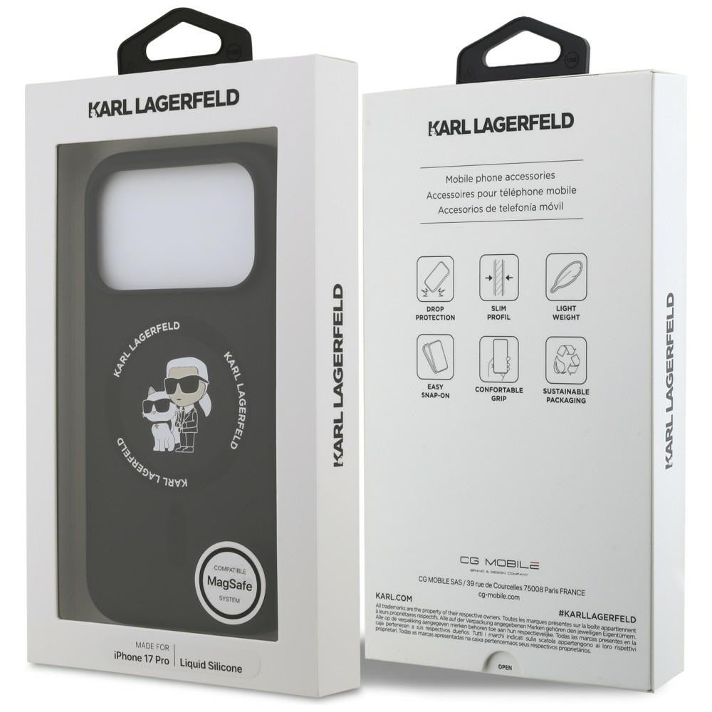 Karl Lagerfeld Silicone Karl&Choupette Ring MagSafe dėklas iPhone 18 Pro Max / iPhone 17 Pro Max - juodas -- iPhone 18...