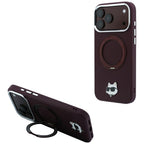 Karl Lagerfeld su Ring Stand 360 Choupette Head Pin MagSafe dėklas iPhone 18 Pro / 17 Pro - bordo -- iPhone 18 Pro /...