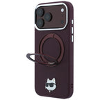 Karl Lagerfeld su Ring Stand 360 Choupette Head Pin MagSafe dėklas iPhone 18 Pro / 17 Pro - bordo -- iPhone 18 Pro /...