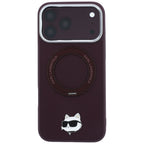Karl Lagerfeld su Ring Stand 360 Choupette Head Pin MagSafe dėklas iPhone 18 Pro / 17 Pro - bordo -- iPhone 18 Pro /...