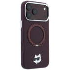 Karl Lagerfeld su Ring Stand 360 Choupette Head Pin MagSafe dėklas iPhone 18 Pro / 17 Pro - bordo -- iPhone 18 Pro /...
