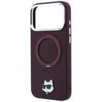 Karl Lagerfeld su Ring Stand 360 Choupette Head Pin MagSafe dėklas iPhone 18 Pro / 17 Pro - bordo -- iPhone 18 Pro /...