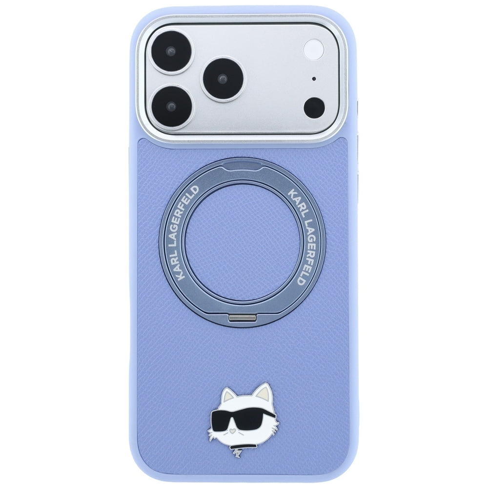 Dėklas Karl Lagerfeld su 360 žiediniu stovu ir Choupette galvos smeigtuku MagSafe, skirtas iPhone 18 Pro / 17 Pro -...