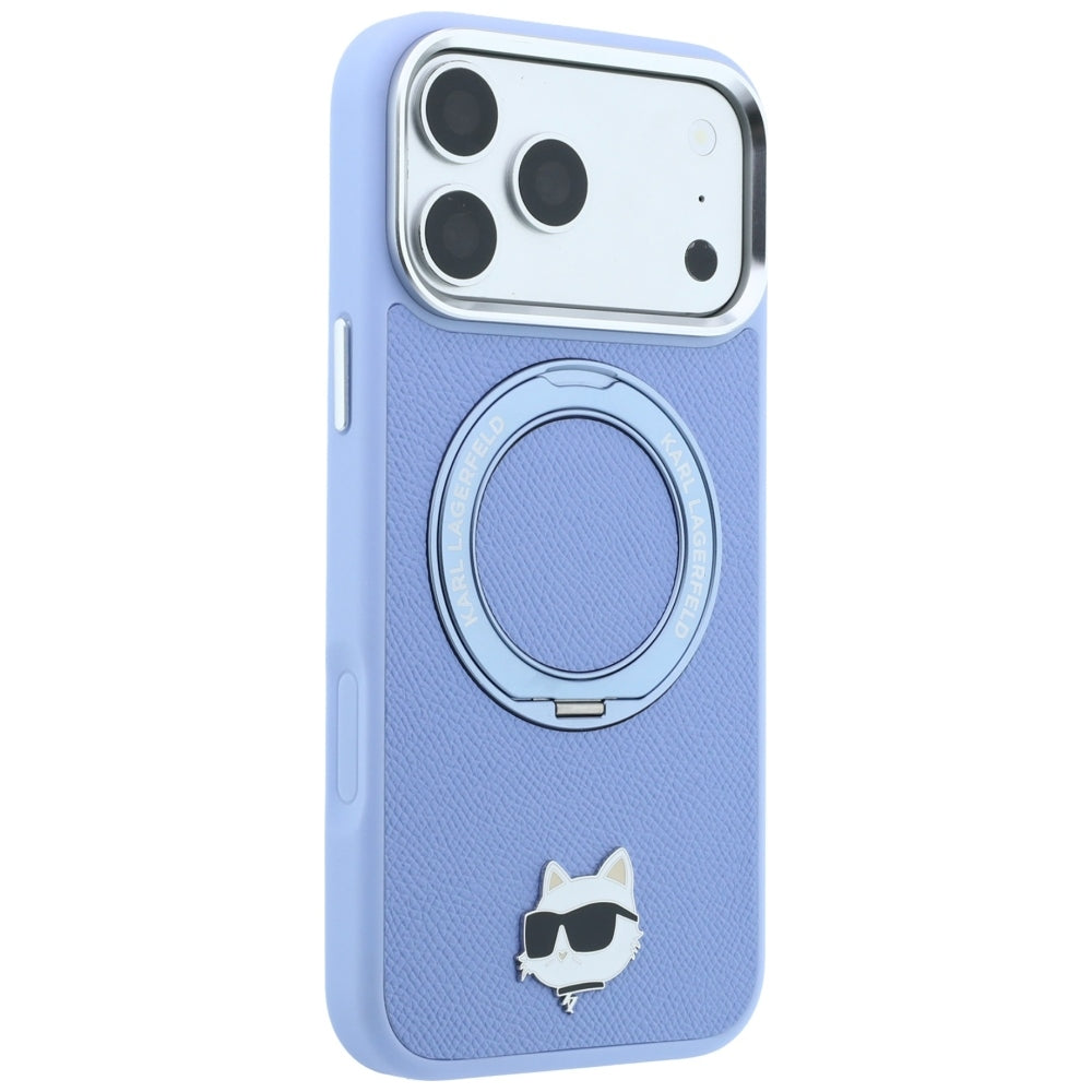 Dėklas Karl Lagerfeld su 360 žiediniu stovu ir Choupette galvos smeigtuku MagSafe, skirtas iPhone 18 Pro / 17 Pro -...