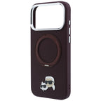 Karl Lagerfeld žiedinis stovas 360 Karl & Choupette galvų ženklas MagSafe dėklas iPhone 18 Pro / 17 Pro - burgundinis --...