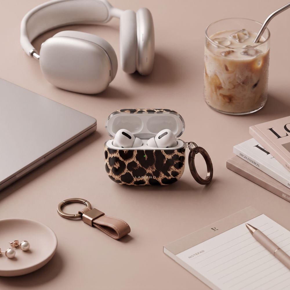 Tech-Protect Lamano dėklas Apple AirPods 4 / 5 - juoda ir ruda -- AirPods 4 / AirPods 5