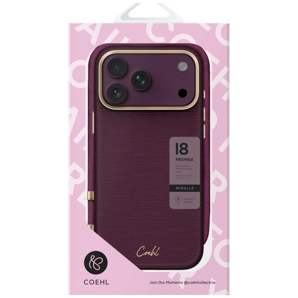 Uniq Coehl Mirelle Magnetic Charging dėklas skirtas iPhone 18 Pro Max / 17 Pro Max - Klaret -- iPhone 18 Pro Max / iPhone...