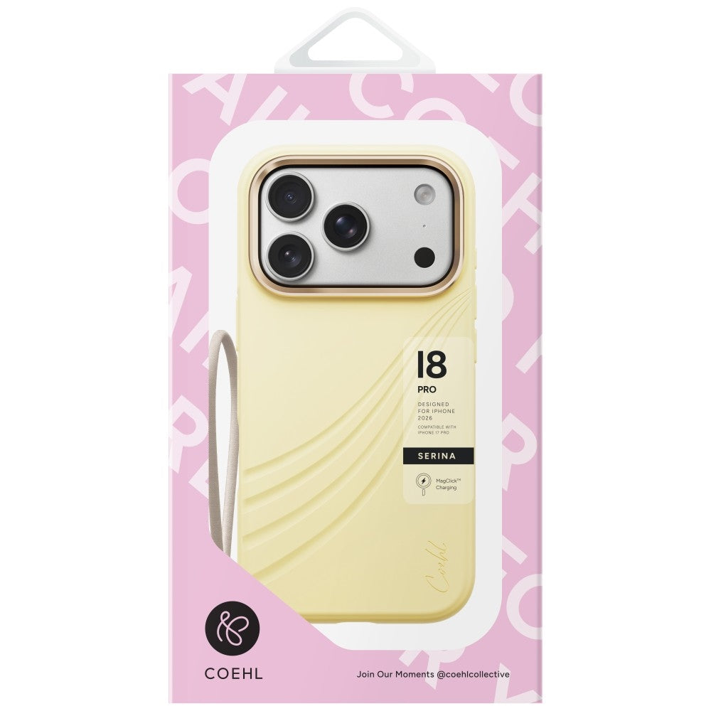 Uniq Coehl Serina Magnetic Charging dėklas skirtas iPhone 18 Pro / 17 Pro - Yellow -- iPhone 18 Pro / iPhone 17 Pro