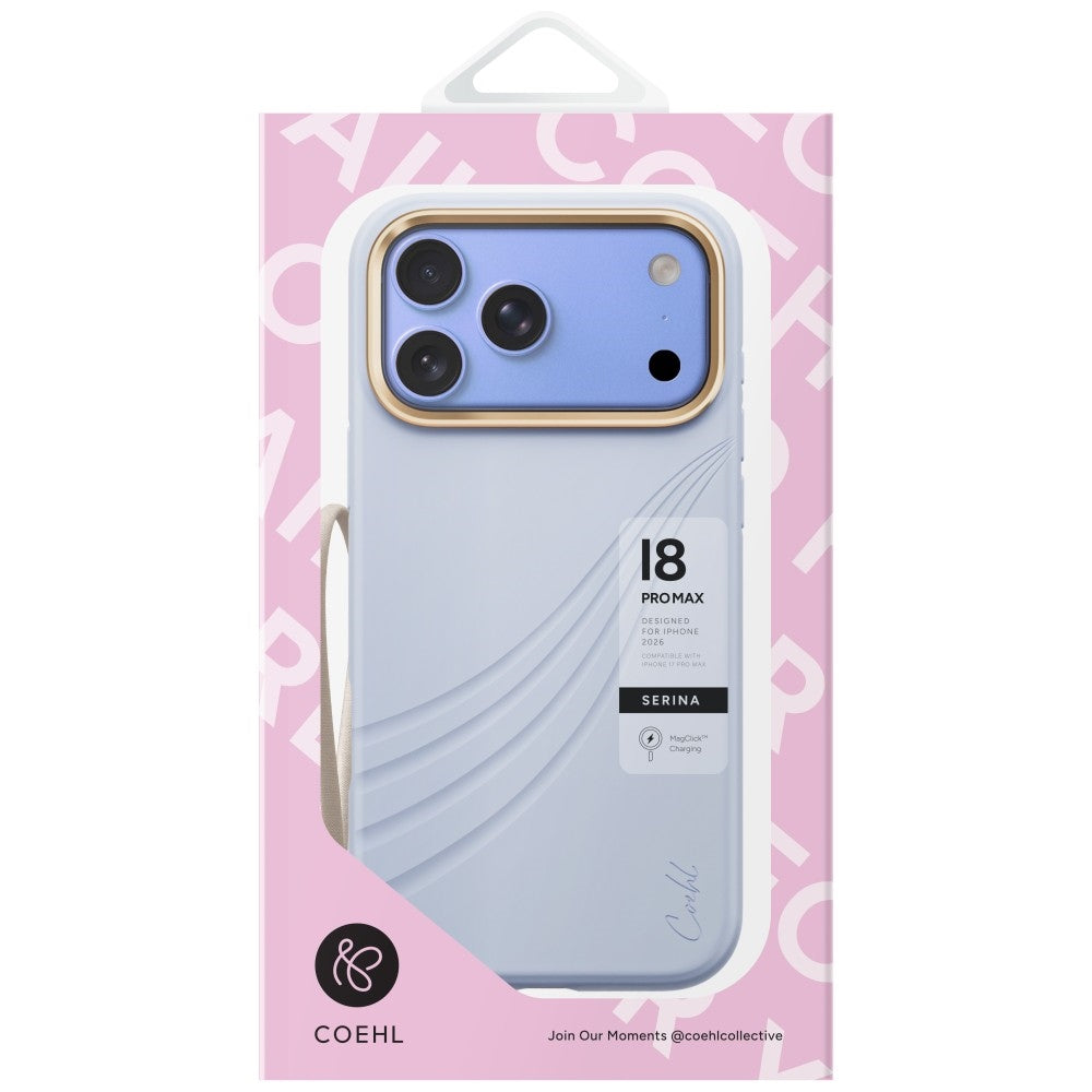Uniq Coehl Serina Magnetic Charging dėklas skirtas iPhone 18 Pro Max / 17 Pro Max - Blue -- iPhone 18 Pro Max / iPhone 17...