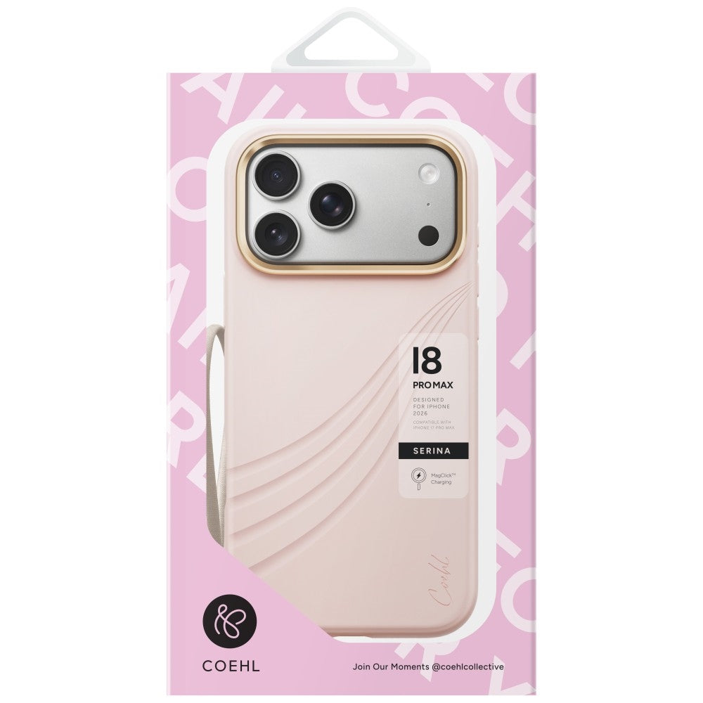 Uniq Coehl Serina Magnetic Charging dėklas skirtas iPhone 18 Pro Max / 17 Pro Max - Rožinė -- iPhone 18 Pro Max / iPhone...